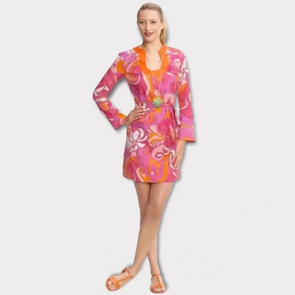 Trina Turk | Dresses | Trina Turk Dress Bonita Pink Orange Mod Print Size 6  Excellent Condition | Poshmark